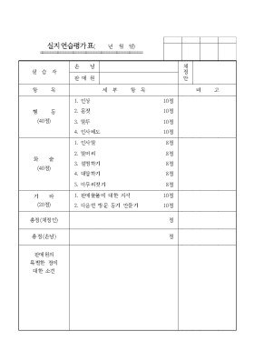 실지연습평가표 실지연습평가표